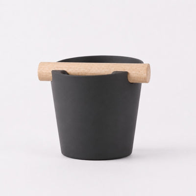 Nordic Espresso Knock Box Large Size with real oak wood bar in matte black