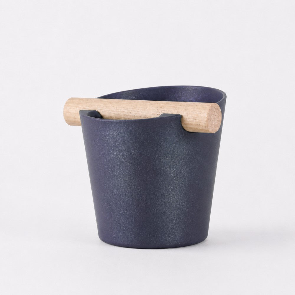Nordic Espresso Knock Box Large Size with real oak wood bar in galaxy nebulae