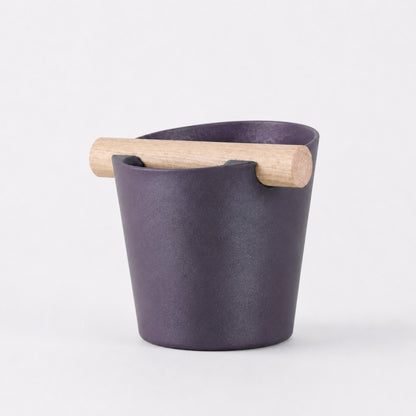Nordic Espresso Knock Box Large Size with real oak wood bar in galaxy purple