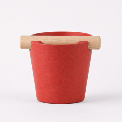 Nordic Espresso Knock Box Large Size with real oak wood bar in marble red