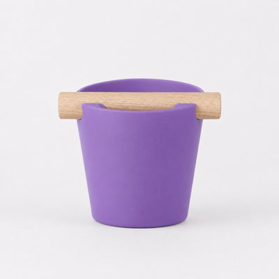Nordic Espresso Knock Box Large Size with real oak wood bar in matte purple