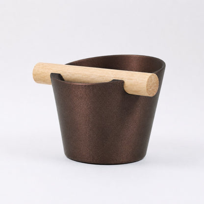 Nordic Espresso Knock Box Medium Size with real oak wood bar in galaxy brown