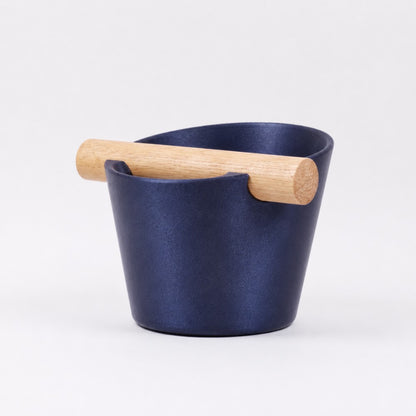 Nordic Espresso Knock Box Medium Size with real oak wood bar in galaxy nebulae