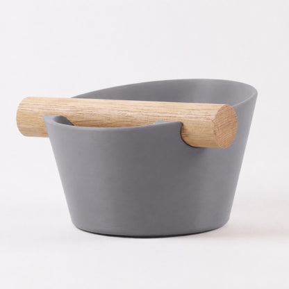 Nordic Espresso Knock Box Small Size with real oak wood bar in matte ash green
