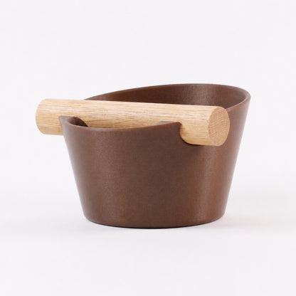 Nordic Espresso Knock Box Small Size with real oak wood bar in galaxy brown