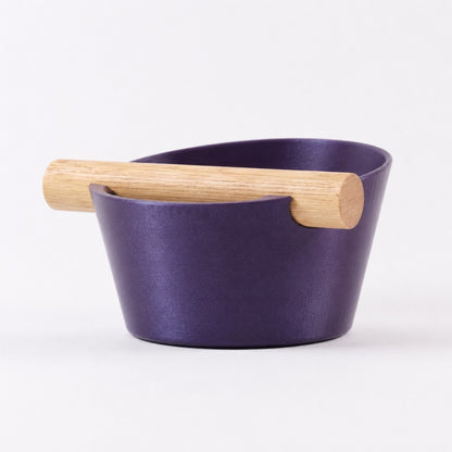 Nordic Espresso Knock Box Small Size with real oak wood bar in galaxy purple