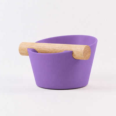 Nordic Espresso Knock Box Small Size with real oak wood bar in matte purple