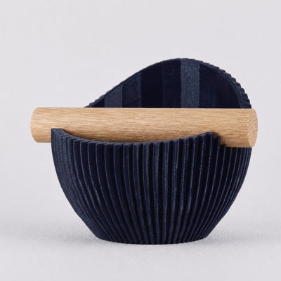 Nova Ribbed Espresso Knock Box with real oak wood bar in galaxy nebulae