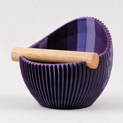 Nova Ribbed Espresso Knock Box with real oak wood bar in galaxy purple