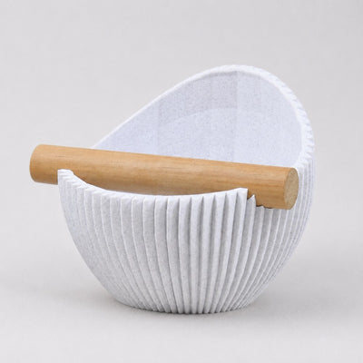 Nova Ribbed Espresso Knock Box with real oak wood bar in marble white