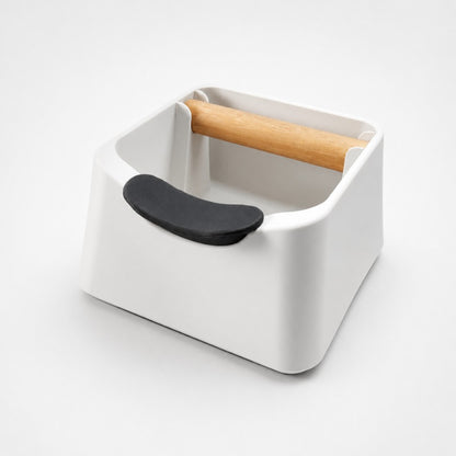 The Pod 3-in-1 Coffee Knock Box with Portafilter Stand & Oak Wood Knock Bar - Knocdic