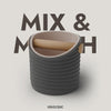 Ripple Round knock box mix and match animation: 4 shell colours with Latte Brown or Charcoal inner bin