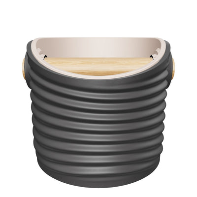 Ripple Round knock box 3D model, shown in Charcoal with Latte inner, Medium