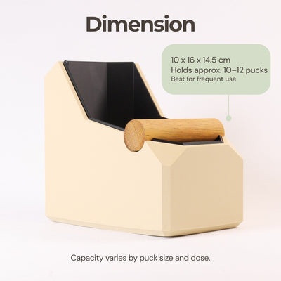 Measurement diagram detailing the width, depth, and height dimensions of the slim rectangular knock box.