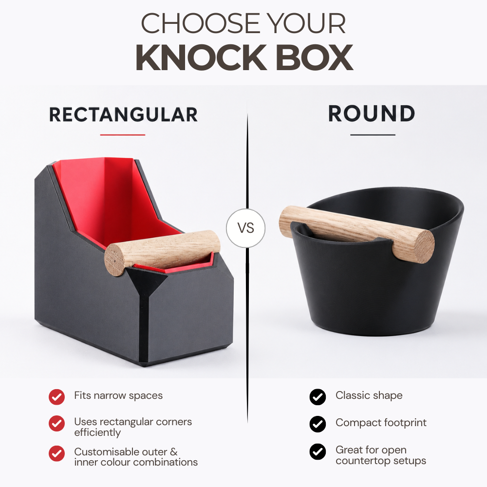Rectangular Coffee Knock Box with Real Oak Knock Bar