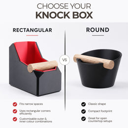 De Box | Knock Box met eikenhouten of Iroko-klopstang