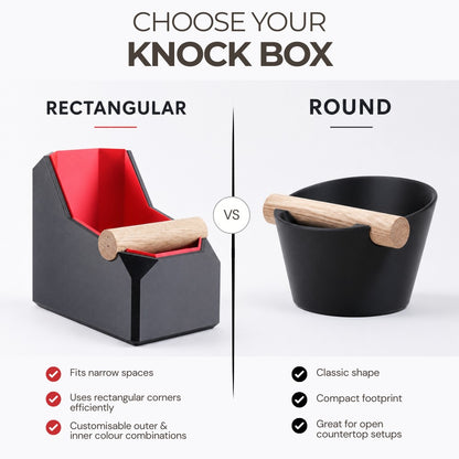 Rectangular Coffee Knock Box with Real Oak Knock Bar