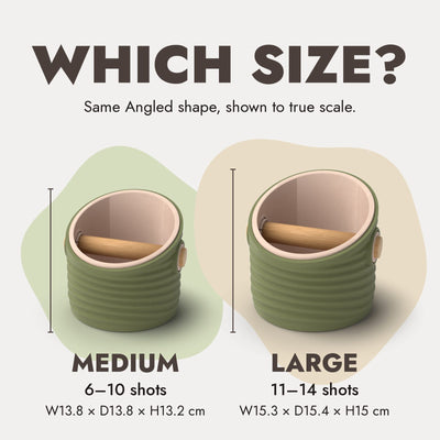 Ripple Angled knock box Medium vs Large size comparison