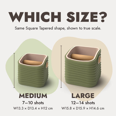 Ripple Square Tapered knock box Medium vs Large size comparison