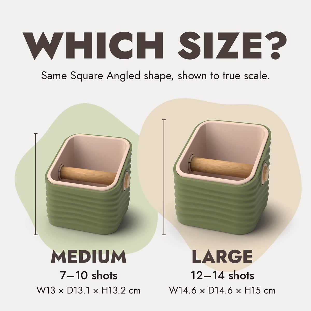 Ripple Square Angled knock box Medium vs Large size comparison
