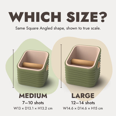 Ripple Square Angled knock box Medium vs Large size comparison