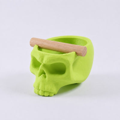 Gothic Skull Espresso Knock Box with Oak Bar | Bold Coffee Waste Bin for Home Baristas - Knocdic