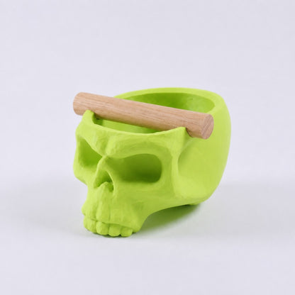 Gothic Skull Espresso Knock Box with Oak Bar | Bold Coffee Waste Bin for Home Baristas - Knocdic