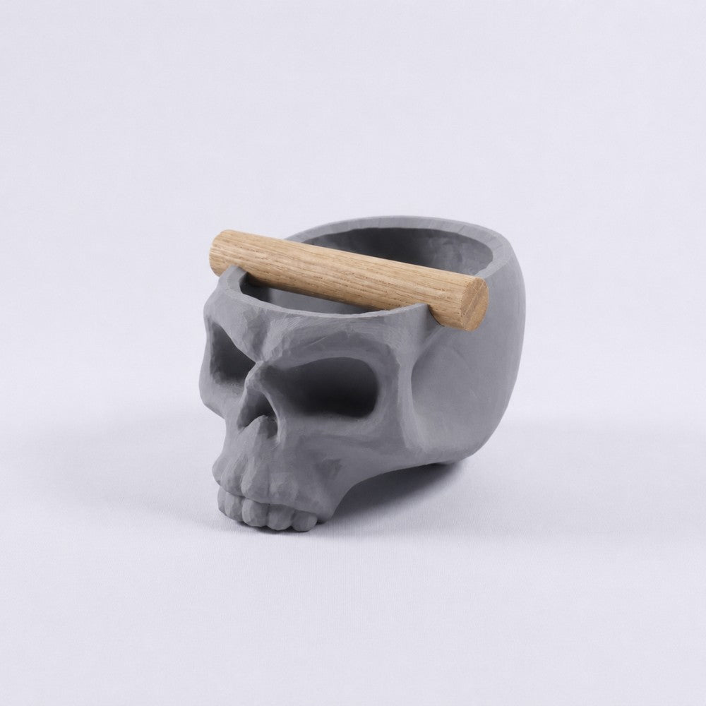 Gothic Skull Espresso Knock Box with Oak Bar | Bold Coffee Waste Bin for Home Baristas - Knocdic