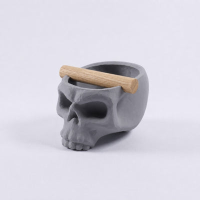 Gothic Skull Espresso Knock Box with Oak Bar | Bold Coffee Waste Bin for Home Baristas - Knocdic