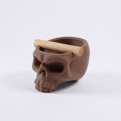 Gothic Skull Espresso Knock Box with Oak Bar | Bold Coffee Waste Bin for Home Baristas - Knocdic