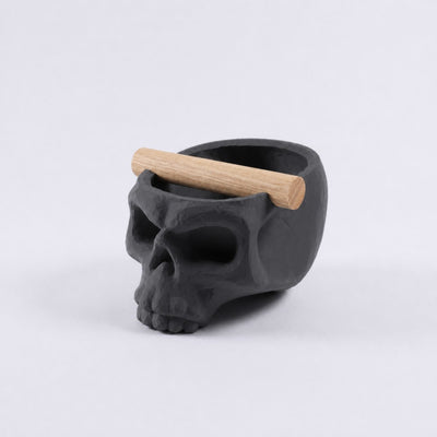 Gothic Skull Espresso Knock Box with Oak Bar | Bold Coffee Waste Bin for Home Baristas - Knocdic