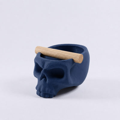 Gothic Skull Espresso Knock Box with Oak Bar | Bold Coffee Waste Bin for Home Baristas - Knocdic