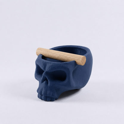 Gothic Skull Espresso Knock Box with Oak Bar | Bold Coffee Waste Bin for Home Baristas - Knocdic