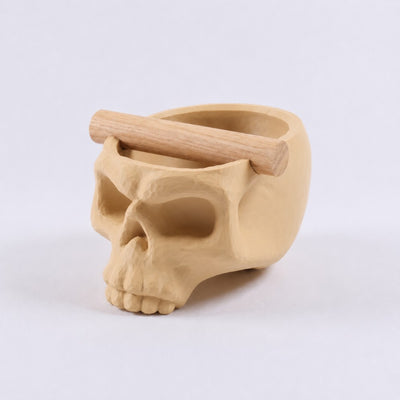 Gothic Skull Espresso Knock Box with Oak Bar | Bold Coffee Waste Bin for Home Baristas - Knocdic