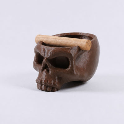 Gothic Skull Espresso Knock Box with Oak Bar | Bold Coffee Waste Bin for Home Baristas - Knocdic