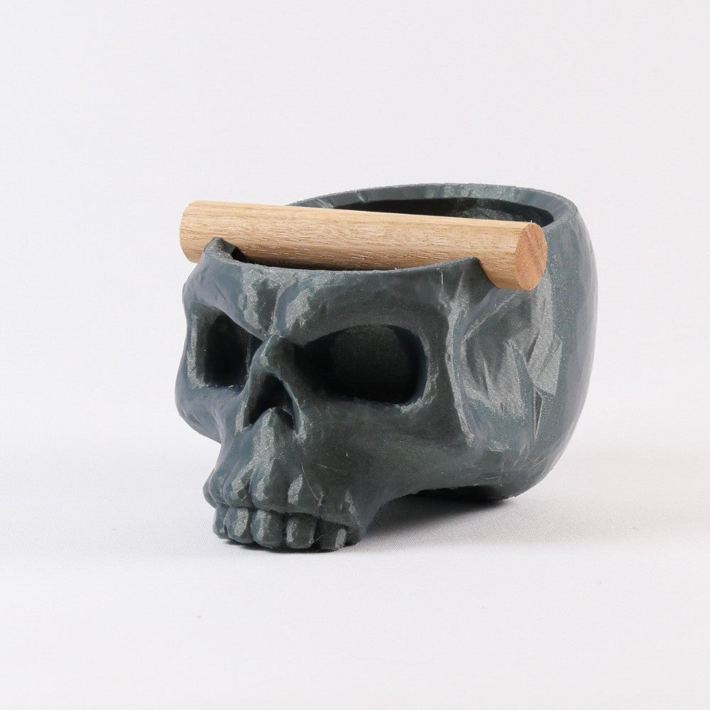 Gothic Skull Espresso Knock Box with Oak Bar | Bold Coffee Waste Bin for Home Baristas - Knocdic
