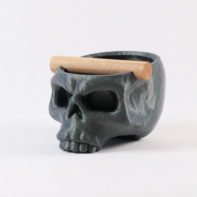 Gothic Skull Espresso Knock Box with Oak Bar | Bold Coffee Waste Bin for Home Baristas - Knocdic