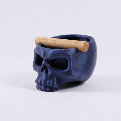 Gothic Skull Espresso Knock Box with Oak Bar | Bold Coffee Waste Bin for Home Baristas - Knocdic