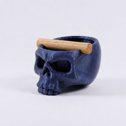 Gothic Skull Espresso Knock Box with Oak Bar | Bold Coffee Waste Bin for Home Baristas - Knocdic
