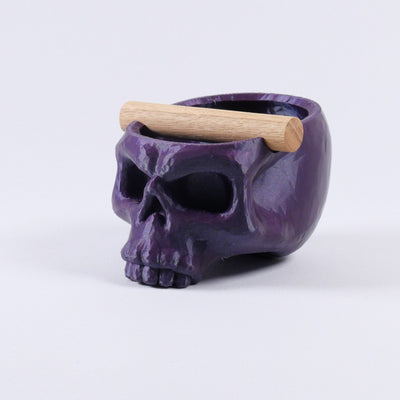 Gothic Skull Espresso Knock Box with Oak Bar | Bold Coffee Waste Bin for Home Baristas - Knocdic
