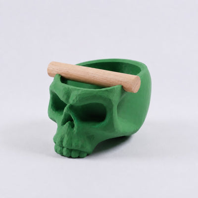 Gothic Skull Espresso Knock Box with Oak Bar | Bold Coffee Waste Bin for Home Baristas - Knocdic