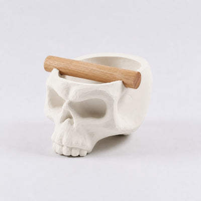 Gothic Skull Espresso Knock Box with Oak Bar | Bold Coffee Waste Bin for Home Baristas - Knocdic