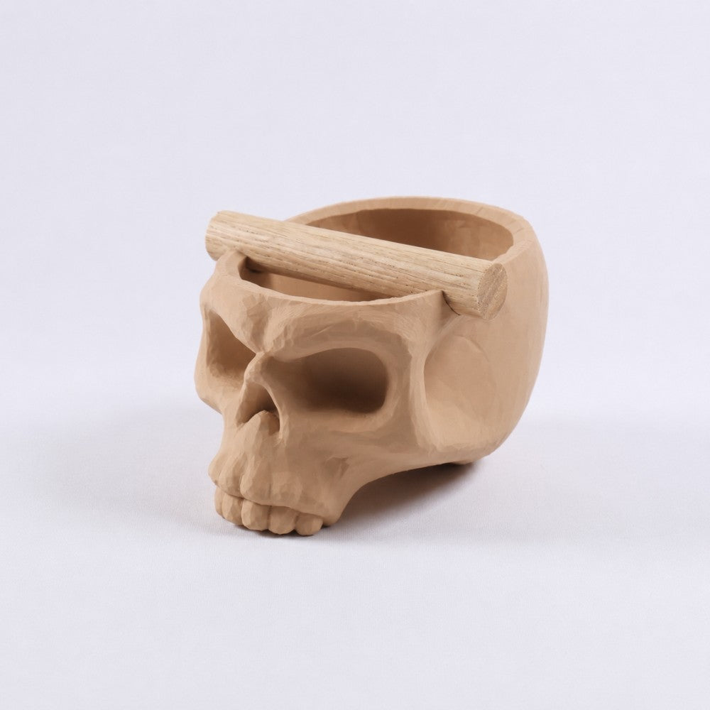 Gothic Skull Espresso Knock Box with Oak Bar | Bold Coffee Waste Bin for Home Baristas - Knocdic