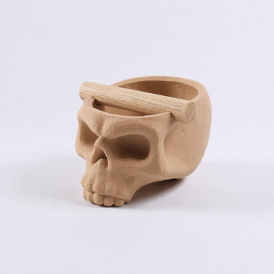 Gothic Skull Espresso Knock Box with Oak Bar | Bold Coffee Waste Bin for Home Baristas - Knocdic