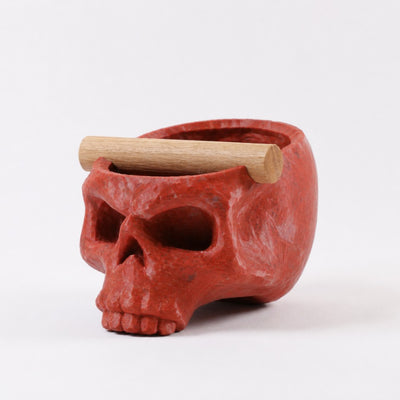 Gothic Skull Espresso Knock Box with Oak Bar | Bold Coffee Waste Bin for Home Baristas - Knocdic