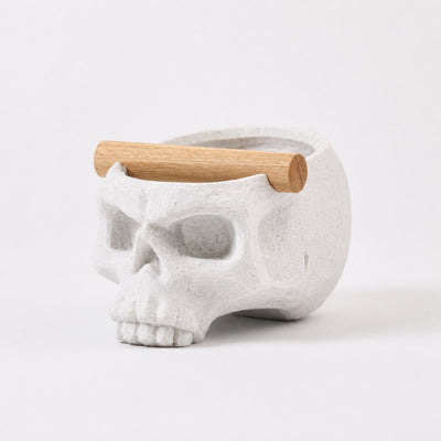 Gothic Skull Espresso Knock Box with Oak Bar | Bold Coffee Waste Bin for Home Baristas - Knocdic