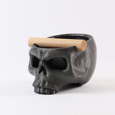 Gothic Skull Espresso Knock Box with Oak Bar | Bold Coffee Waste Bin for Home Baristas - Knocdic