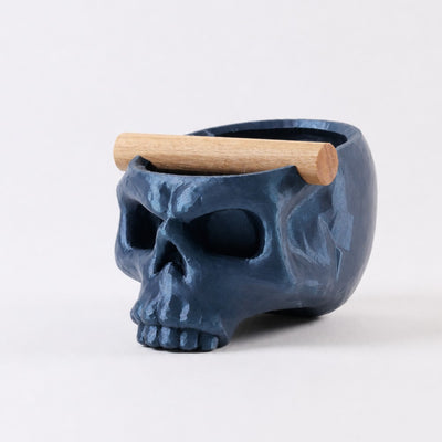 Gothic Skull Espresso Knock Box with Oak Bar | Bold Coffee Waste Bin for Home Baristas - Knocdic