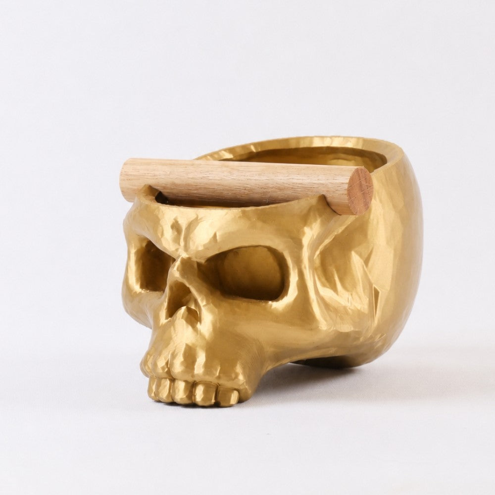 Gothic Skull Espresso Knock Box with Oak Bar | Bold Coffee Waste Bin for Home Baristas - Knocdic