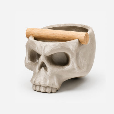 Gothic Skull Espresso Knock Box with Oak Bar - Knocdic